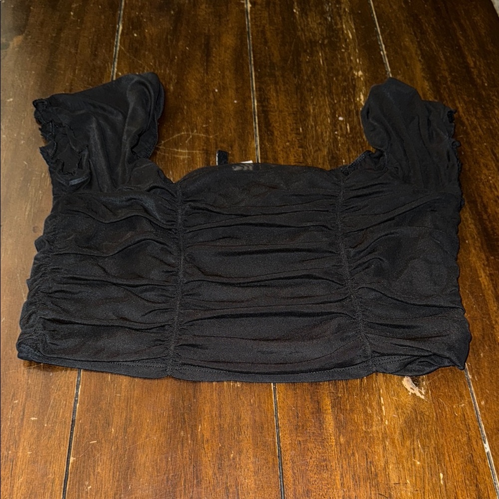 Fabletics Black‎ Ruched Crop Blouse H&M